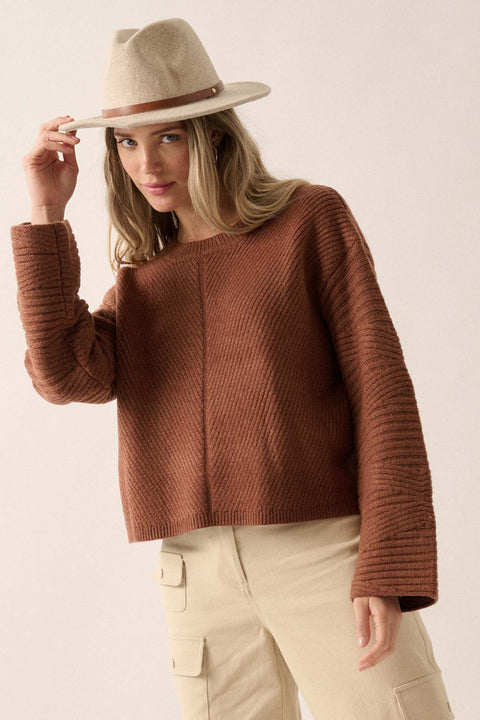 Starting Over Ribbed Knit Wide-Sleeve Sweater - ShopPromesa