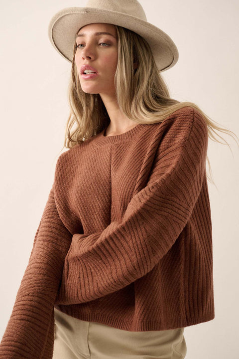Starting Over Ribbed Knit Wide-Sleeve Sweater - ShopPromesa