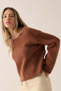 Starting Over Ribbed Knit Wide-Sleeve Sweater - ShopPromesa