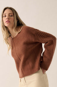 Starting Over Ribbed Knit Wide-Sleeve Sweater - ShopPromesa