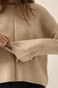 Starting Over Ribbed Knit Wide-Sleeve Sweater - ShopPromesa