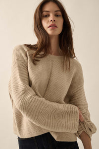 Starting Over Ribbed Knit Wide-Sleeve Sweater - ShopPromesa