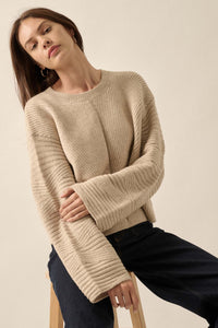 Starting Over Ribbed Knit Wide-Sleeve Sweater - ShopPromesa