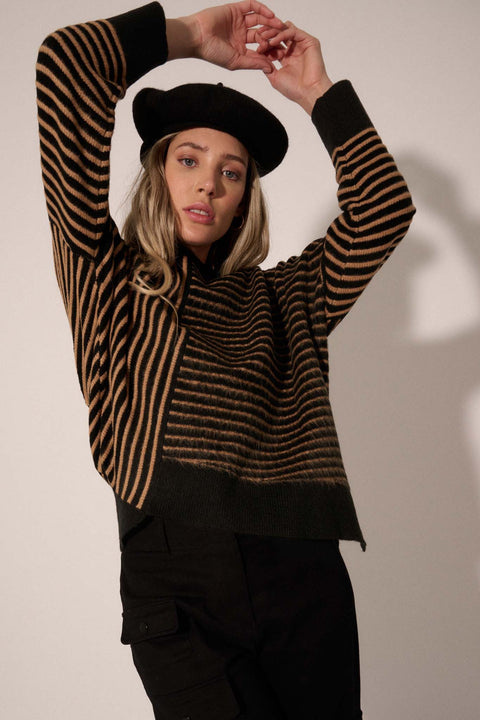 Work Your Angles Asymmetrical Striped Sweater - ShopPromesa