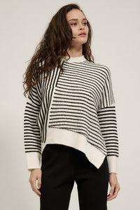 Work Your Angles Asymmetrical Striped Sweater - ShopPromesa