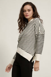 Work Your Angles Asymmetrical Striped Sweater - ShopPromesa