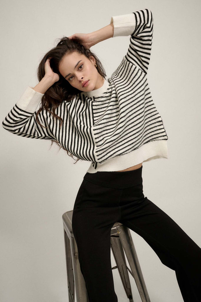 Work Your Angles Asymmetrical Striped Sweater - ShopPromesa