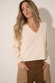 Make It Last Textured Exposed-Seam V-Neck Sweater - ShopPromesa