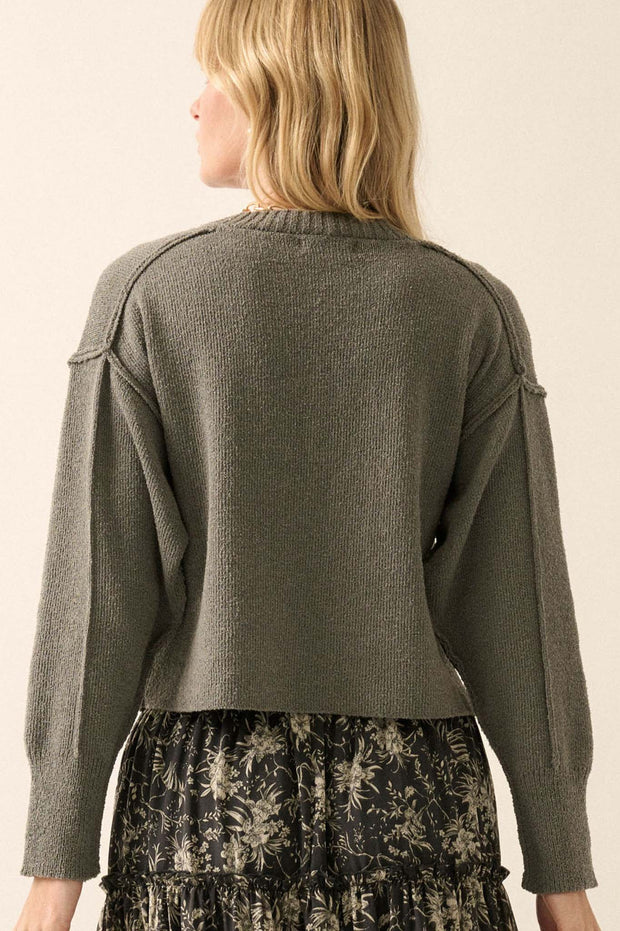 Make It Last Textured Exposed-Seam V-Neck Sweater - ShopPromesa