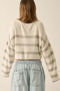 Believe the Stripe Exposed-Seam Cropped Sweater - ShopPromesa