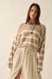 Believe the Stripe Exposed-Seam Cropped Sweater - ShopPromesa