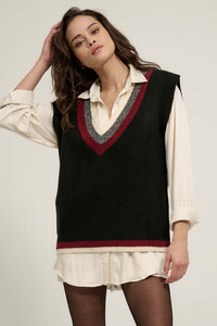 Game Set Match Varsity-Stripe Sweater Vest - ShopPromesa