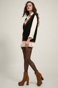 Game Set Match Varsity-Stripe Sweater Vest - ShopPromesa