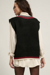 Game Set Match Varsity-Stripe Sweater Vest - ShopPromesa