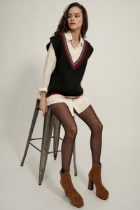 Game Set Match Varsity-Stripe Sweater Vest - ShopPromesa