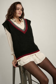 Game Set Match Varsity-Stripe Sweater Vest - ShopPromesa