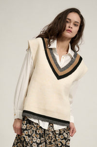 Game Set Match Varsity-Stripe Sweater Vest - ShopPromesa