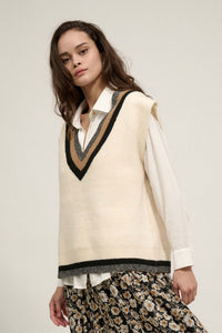 Game Set Match Varsity-Stripe Sweater Vest - ShopPromesa