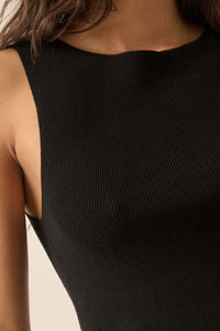 Shaper Fit Rib-Knit Boatneck Sleeveless Shift Top - ShopPromesa