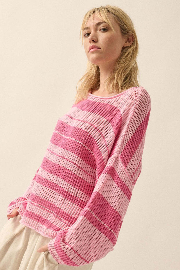 Knitty Gritty Striped Crochet Knit Sweater - ShopPromesa
