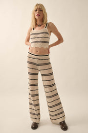 Cali Calling Striped Crochet Knit Cropped Tank Top - ShopPromesa