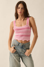 Cali Calling Striped Crochet Knit Cropped Tank Top - ShopPromesa