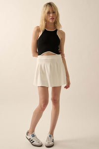 Shaper Fit Cropped Rib-Knit Curved Hem Tank Top - ShopPromesa