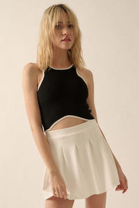 Shaper Fit Cropped Rib-Knit Curved Hem Tank Top - ShopPromesa