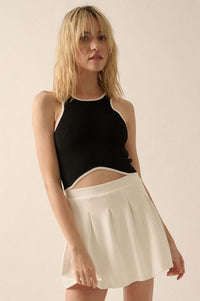 Shaper Fit Cropped Rib-Knit Curved Hem Tank Top - ShopPromesa