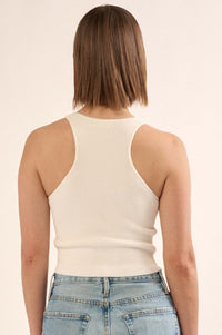 Shaper Fit Crewneck Rib-Knit Racerback Tank Top - ShopPromesa