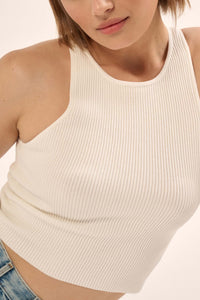 Shaper Fit Crewneck Rib-Knit Racerback Tank Top - ShopPromesa