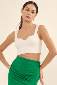 Shaper Fit Cropped Rib-Knit Sweetheart Tank Top - ShopPromesa