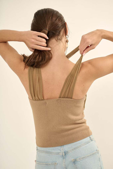 CORSET STYLE TANK TOP - TAUPE – CAllie Girl Boutique