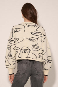 Art Attack Abstract Faces Graphic Knit Sweater - ShopPromesa