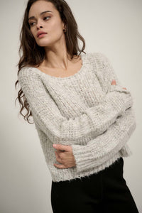 Snowed In Boat Neck Chunky Knit Confetti Sweater - ShopPromesa