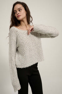 Snowed In Boat Neck Chunky Knit Confetti Sweater - ShopPromesa