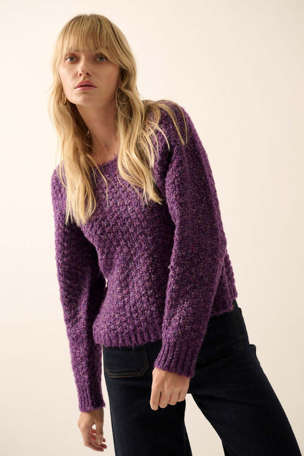 Snowed In Boat Neck Chunky Knit Confetti Sweater - ShopPromesa