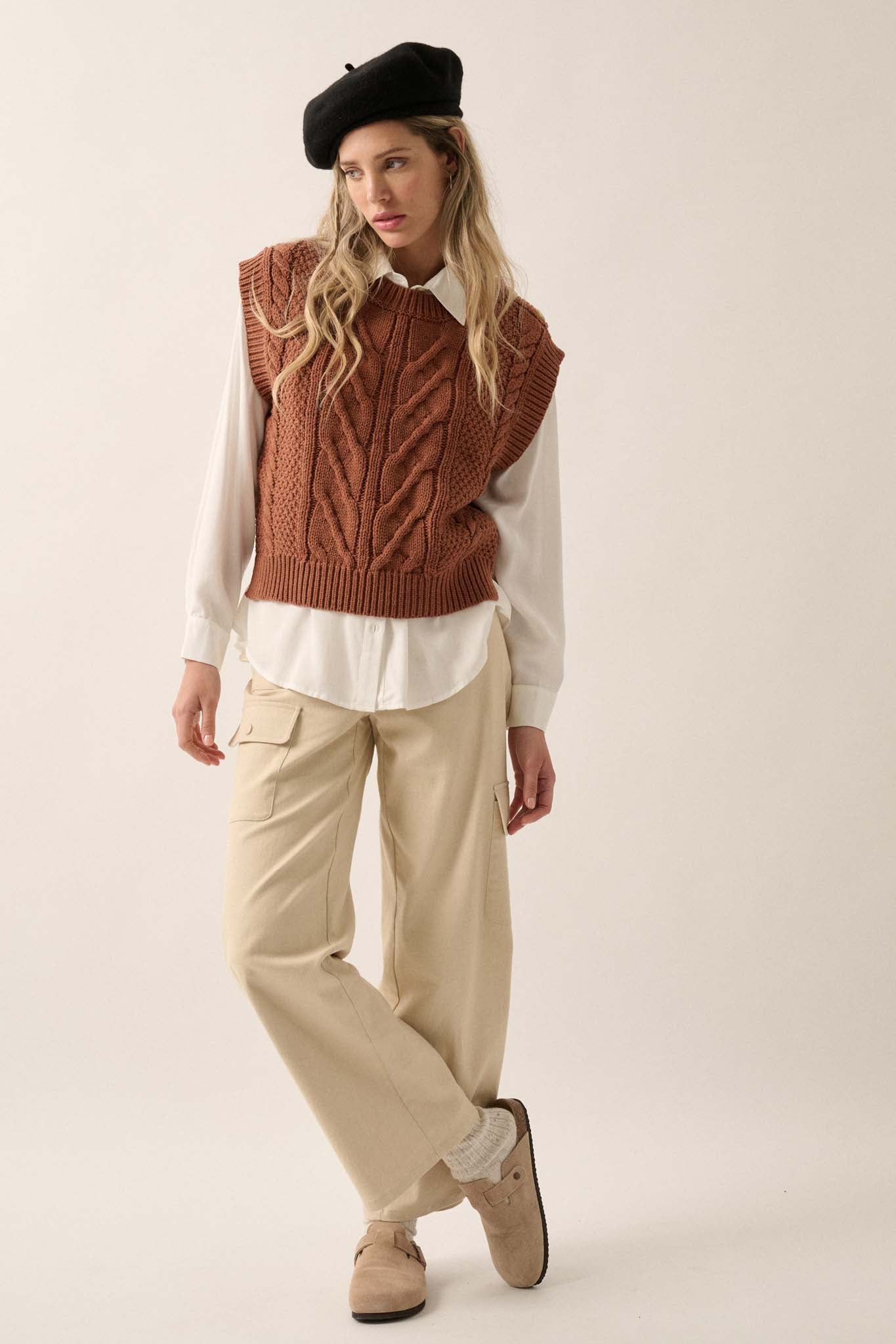 All These Years Cable Knit Sweater Vest - ShopPromesa