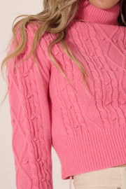 Way of Life Cropped Cable Knit Turtleneck Sweater - ShopPromesa