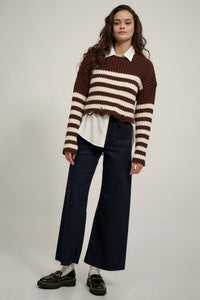 Ravel Rouser Striped Rib-Knit Distressed Sweater - ShopPromesa