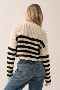 Ravel Rouser Striped Rib-Knit Distressed Sweater - ShopPromesa