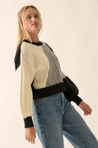 Shades of Truth Colorblock Cable Knit Sweater - ShopPromesa