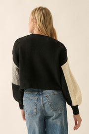 Shades of Truth Colorblock Cable Knit Sweater - ShopPromesa