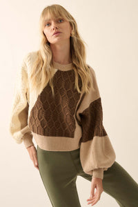 Shades of Truth Colorblock Cable Knit Sweater - ShopPromesa