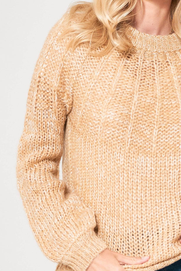 Midnight Sun Heathered Cable Knit Sweater - ShopPromesa