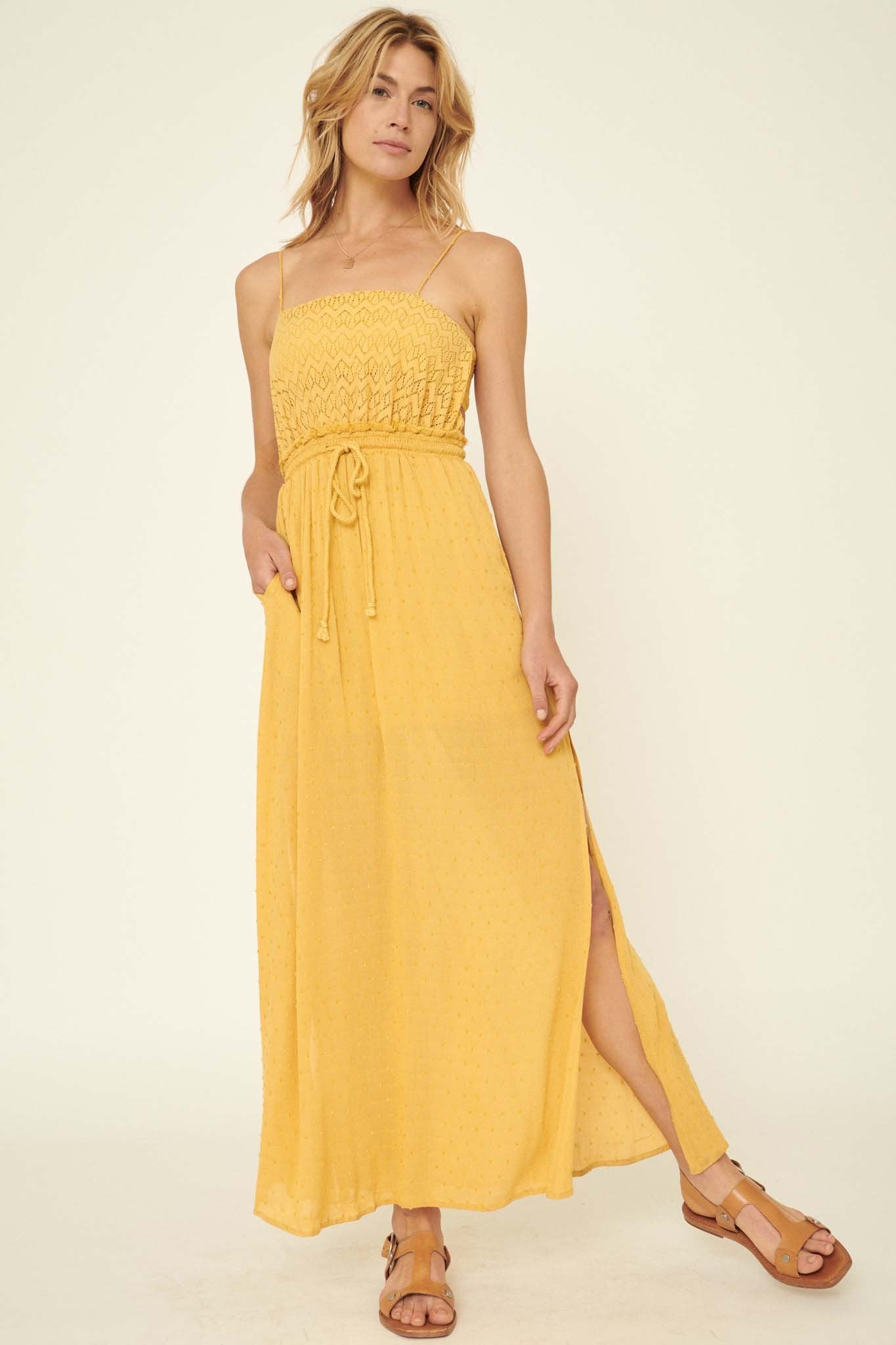 Free Spirit Lace and Swiss Dot Maxi Dress - ShopPromesa