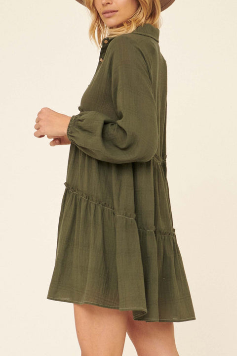 Dream Girl Half-Button Babydoll Mini Dress - ShopPromesa