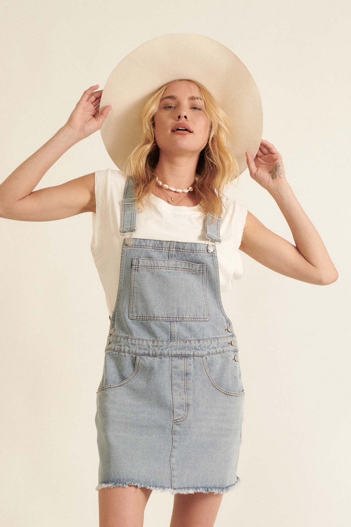 Born Ready Denim Overall Mini Dress - ShopPromesa