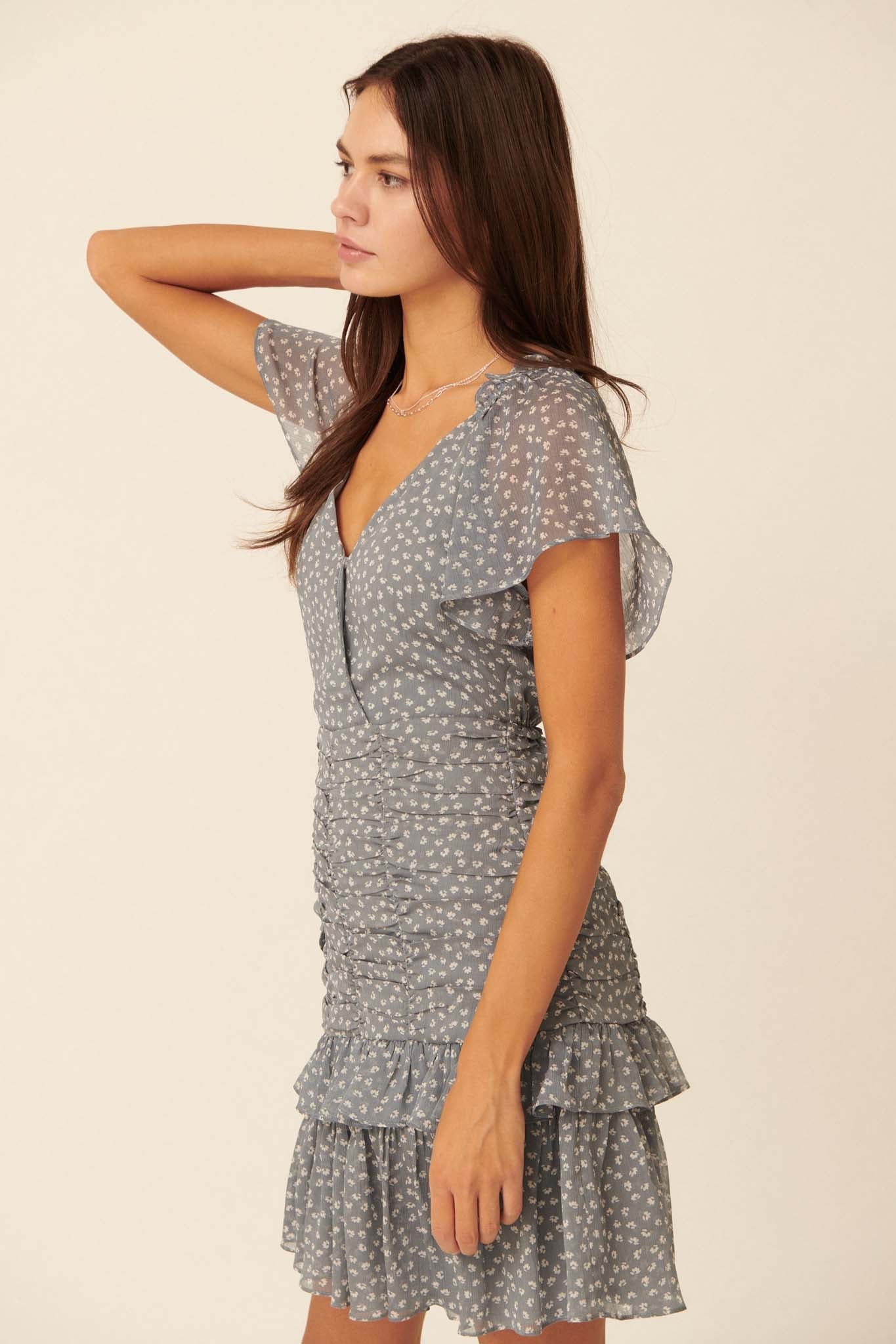 Gentle Whispers Ruffled Floral Mini Dress - ShopPromesa