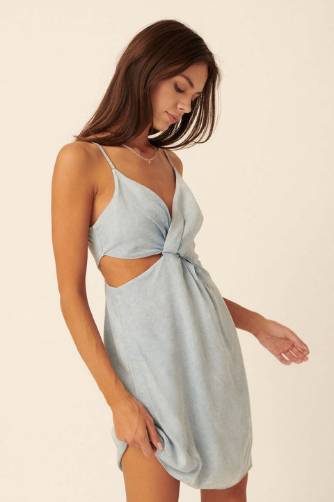 Heatwave Asymmetrical Denim Cutout Mini Dress - ShopPromesa